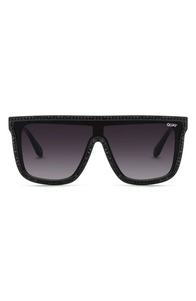 Quay Australia Nightfall Bling 49mm Gradient Shield Sunglasses in Black/Smoke at Nordstrom