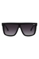 Quay Australia Nightfall Bling 49mm Gradient Shield Sunglasses in Black/Smoke at Nordstrom