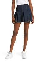 Re/Done Raw Hem Denim Flounce Miniskirt in Tinty Rinse at Nordstrom, Size 27