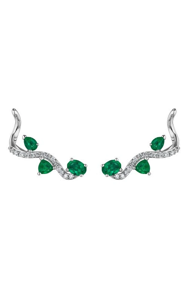 Hueb Mirage Emerald & Diamond Ear Crawlers in White Gold at Nordstrom