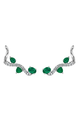 Hueb Mirage Emerald & Diamond Ear Crawlers in White Gold at Nordstrom