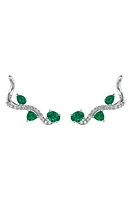 Hueb Mirage Emerald & Diamond Ear Crawlers in White Gold at Nordstrom