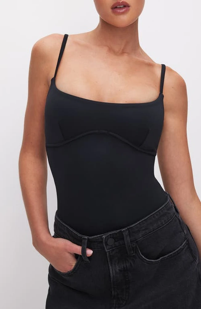 Good American Flexi Wire Cutout Scuba Thong Bodysuit Black at Nordstrom,