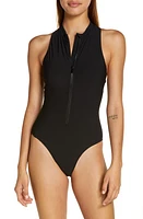 Sweaty Betty Vista High Neck Zip-Up One-Piece Swimsuit at Nordstrom,