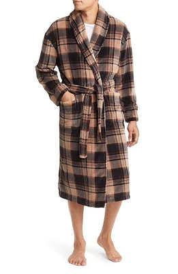 Majestic International Plaid Fleece Robe Coffee at Nordstrom,