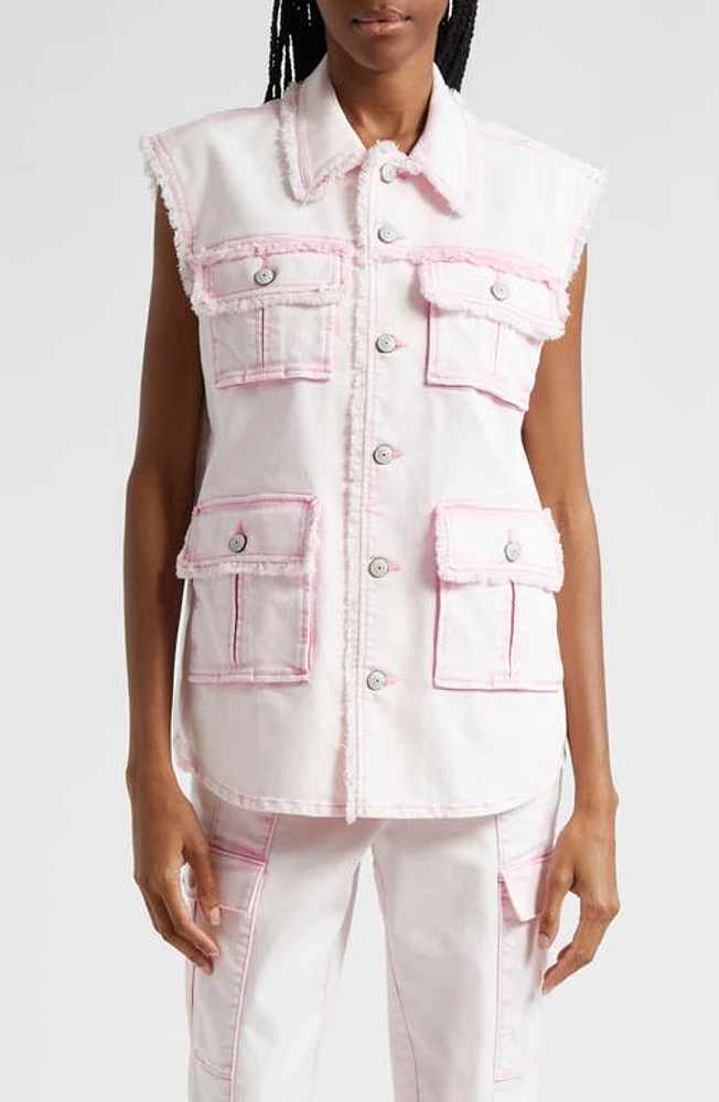 Cinq à Sept Vera Sleeveless Denim Jacket Flamingo at Nordstrom,