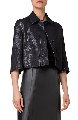 Akris Winslow Sequin Crop Jacket Black at Nordstrom,