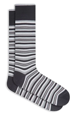 Bugatchi Stripe Dress Socks in Black at Nordstrom