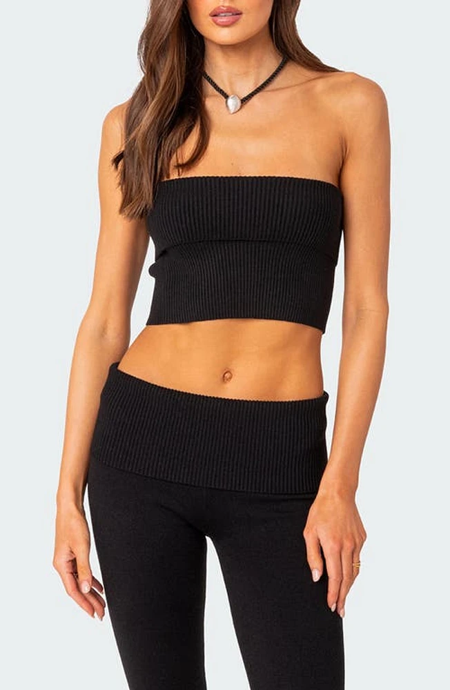 EDIKTED Desiree Rib Tube Top Black at Nordstrom,