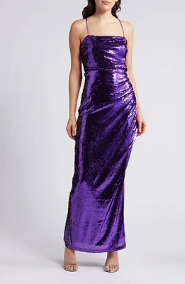 Lulus Keep it Sparkly Sequin Sleeveless Gown Purple at Nordstrom,