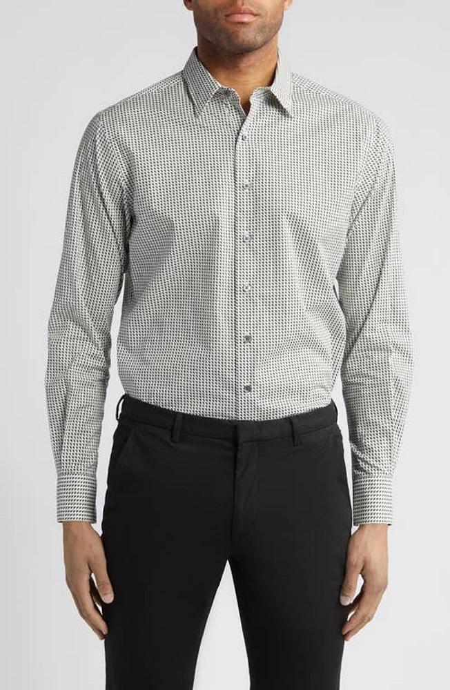 Rodd & Gunn Chatteron River Sports Fit Geo Print Cotton Button-Up Shirt Snow at Nordstrom,