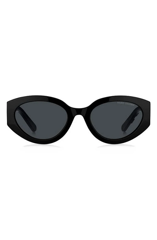 Marc Jacobs 54mm Round Sunglasses in Black White/Gray at Nordstrom