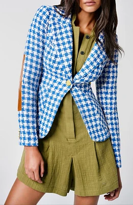 Smythe Houndstooth Check Cotton Blend Blazer Azure at Nordstrom,