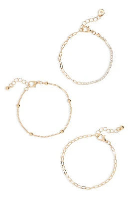 BP. Set of 3 Link Bracelets in Gold- Clear at Nordstrom