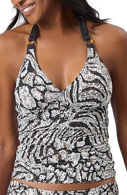 Tommy Bahama Playa Brava Reversible Tankini Top in Black Rev at Nordstrom, Size Large