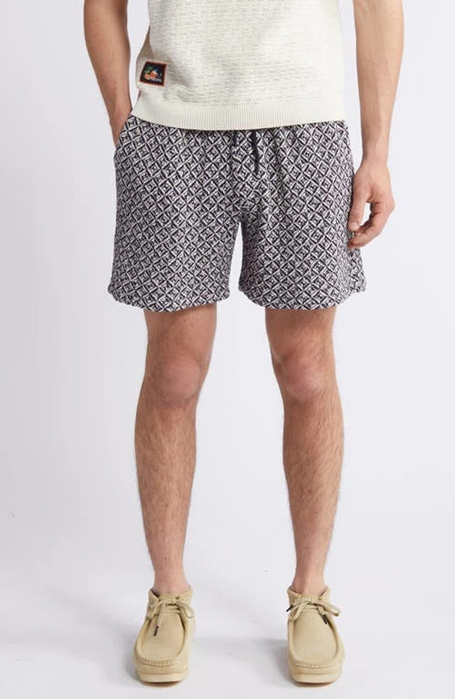 Percival Viscount Geo Jacquard Knit Drawstring Shorts Ecru Multi at Nordstrom,