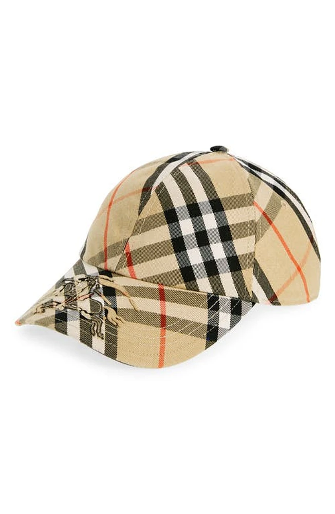 burberry Check Adjustable Baseball Cap Sand at Nordstrom,