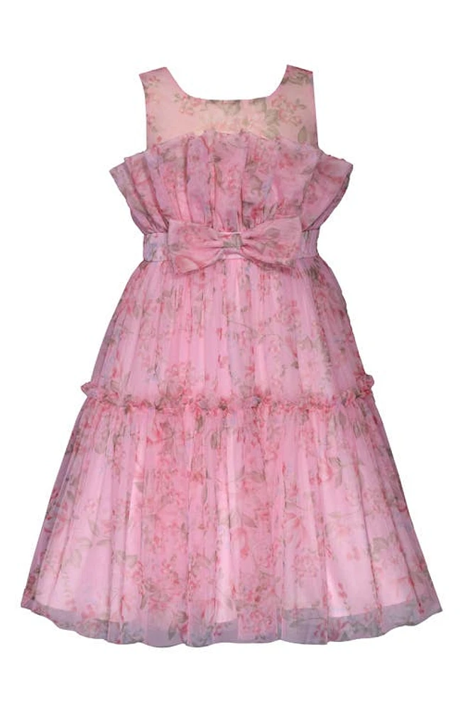 Iris & Ivy Kids' Floral Print Mesh Dress Pink Multi at Nordstrom,