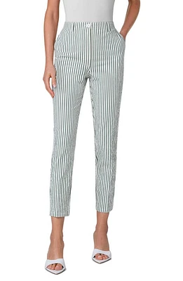 Akris punto Freda Stripe Stretch Seersucker Tapered Ankle Pants Cream-Leaf Green at Nordstrom,