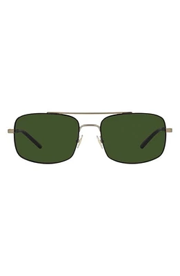 Brooks Brothers 58mm Rectangular Sunglasses in Matte Light Gold/Green at Nordstrom