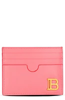 Balmain B-Buzz Calfskin Leather Card Case in at Nordstrom