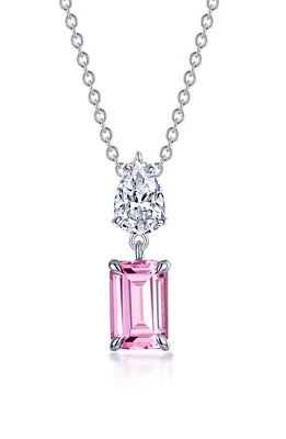 Lafonn Fancy Lab Grown Sapphire Pendant Necklace in Pink at Nordstrom, Size 20