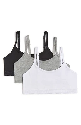 Calvin Klein Lace Trim Assorted 3-Pack Bralettes in White/Heather Grey/Black at Nordstrom