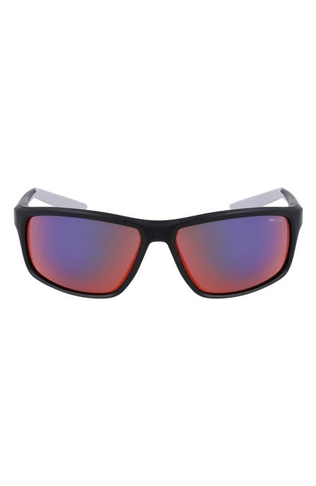 Nike Adrenaline 64mm Rectangular Sunglasses in Matte Black/Field Tint at Nordstrom