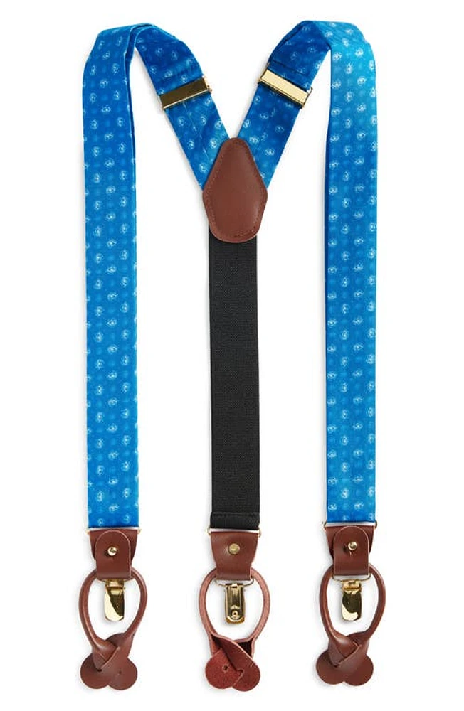 CLIFTON WILSON Print Silk Suspenders in Royal Blue at Nordstrom