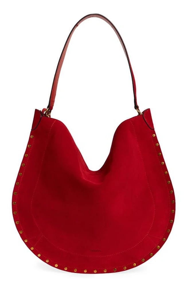 Isabel Marant Large Oskan Suede Hobo Bag in Scarlet Red at Nordstrom