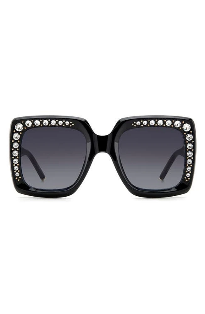 Carolina Herrera 53mm Crystal Embellished Square Sunglasses in Black at Nordstrom