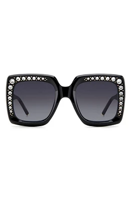 Carolina Herrera 53mm Crystal Embellished Square Sunglasses in Black at Nordstrom