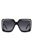 Carolina Herrera 53mm Crystal Embellished Square Sunglasses in Black at Nordstrom