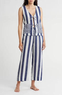 Desmond & Dempsey Feluka Linen Sleeveless Pajamas Navy at Nordstrom,