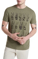 John Varvatos Peace Hands Graphic T-Shirt in Dark Moss at Nordstrom, Size Large