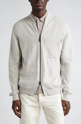 Herno Cotton Knit Zip Cardigan 1315 Stone at Nordstrom, Us