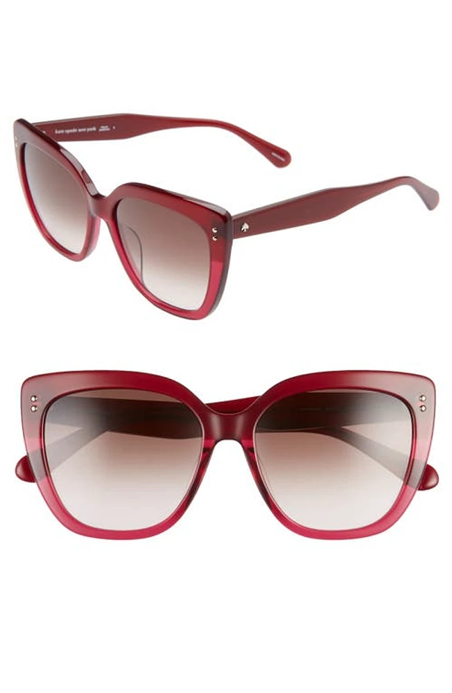 Kate Spade New York 55mm kiyannas cat eye sunglasses in Burgundy/Brown Gradient at Nordstrom