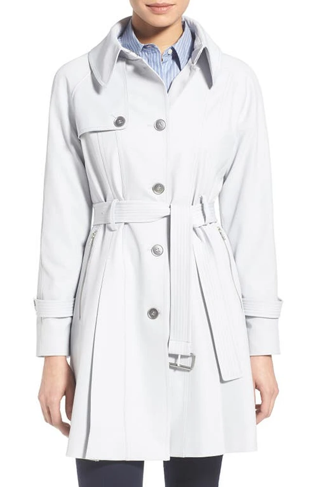 Trina Turk 'Lilian' Pleated Single Breasted Trench Coat in Silver at Nordstrom, Size 8