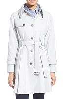 Trina Turk 'Lilian' Pleated Single Breasted Trench Coat in Silver at Nordstrom, Size 8