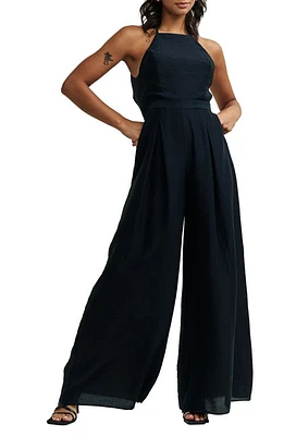 Nobody's Child Tess Halter Neck Wide Leg Jumpsuit Black at Nordstrom,