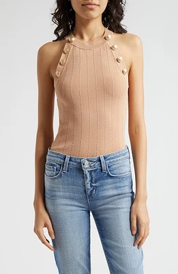 L'AGENCE Rosemary Button Knit Tank Toffee at Nordstrom,