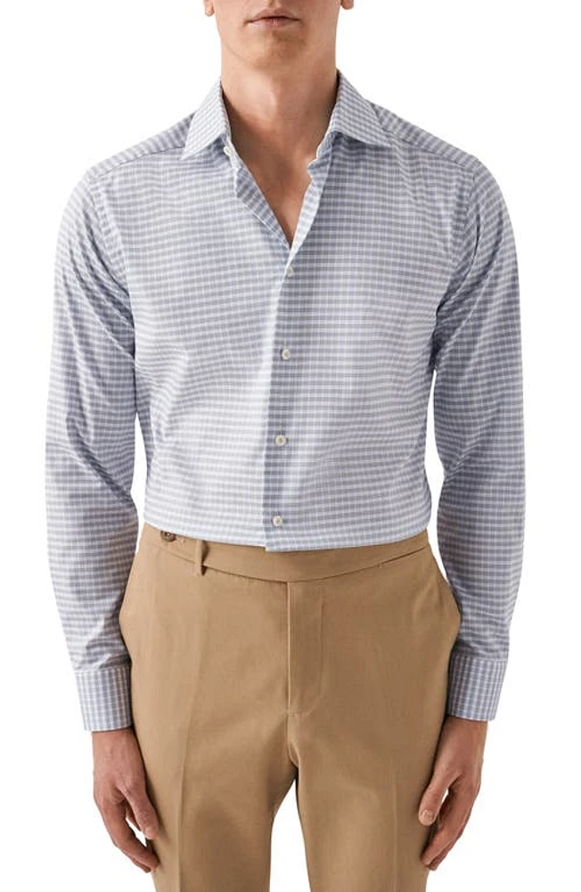 Eton Contemporary Fit Check Dress Shirt Light Blue at Nordstrom,