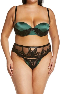 Oh La Cheri Paulette Underwire Bra & Panties Set Dark Green/Black at Nordstrom,