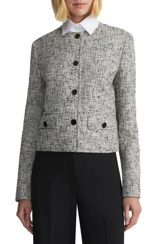 Lafayette 148 New York Collarless Linen Blend Tweed Jacket Black Multi at Nordstrom,