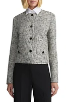 Lafayette 148 New York Collarless Linen Blend Tweed Jacket Black Multi at Nordstrom,