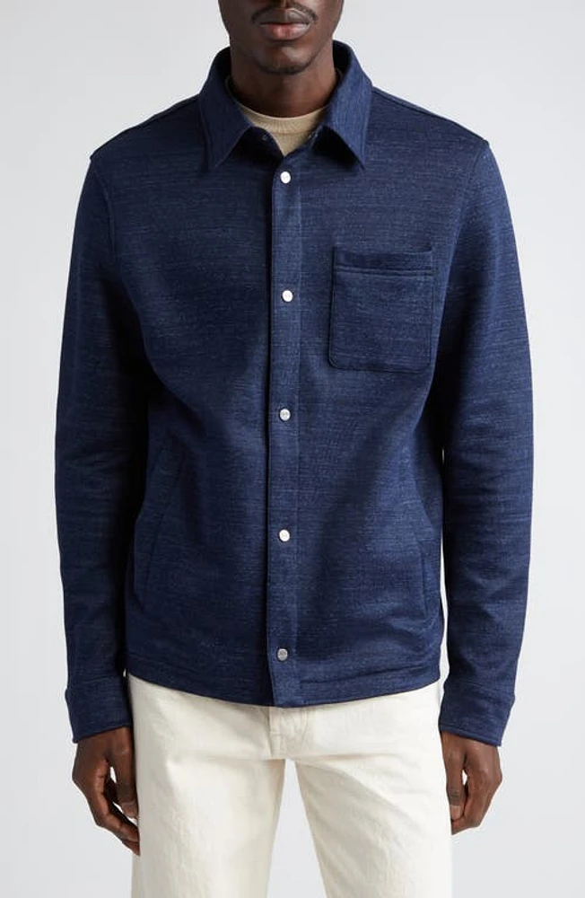 Herno Mélange Knit Shirt Jacket 9200 Blue Navy at Nordstrom, Us