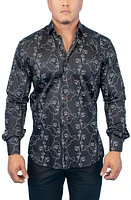 Maceoo Fibonacci Retro Look Black Contemporary Fit Button-Up Shirt at Nordstrom,