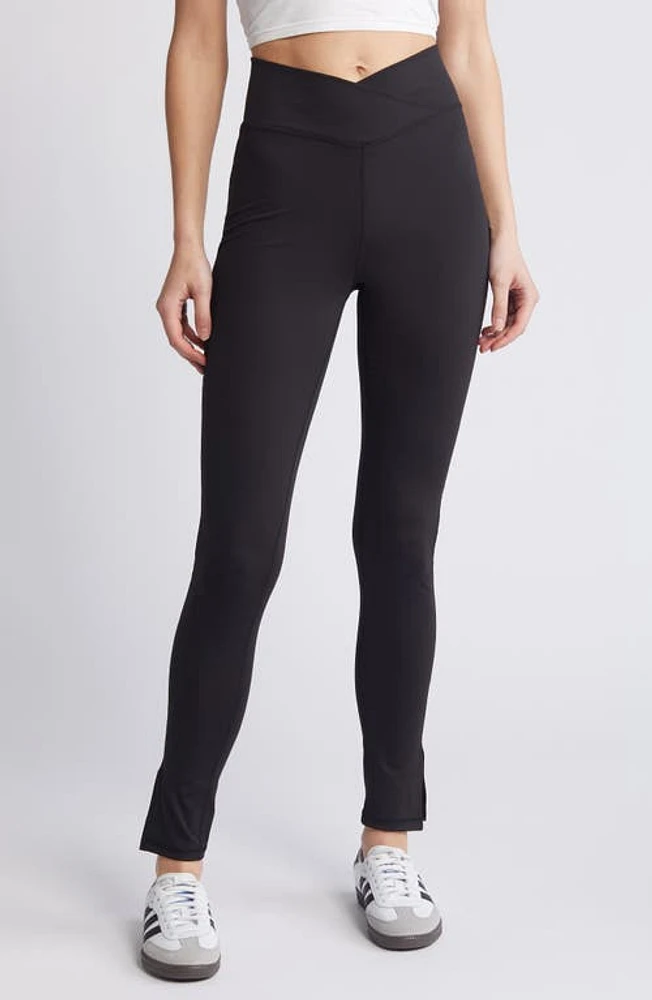 PacSun Yoga Crossover Side Slit Leggings Meteorite at Nordstrom,