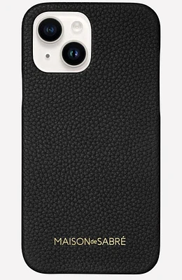 MAISON de SABRÉ Leather Phone Case in Black Caviar at Nordstrom