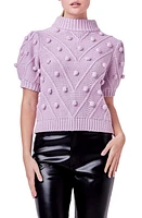 English Factory Pompom Puff Sleeve Sweater at Nordstrom,